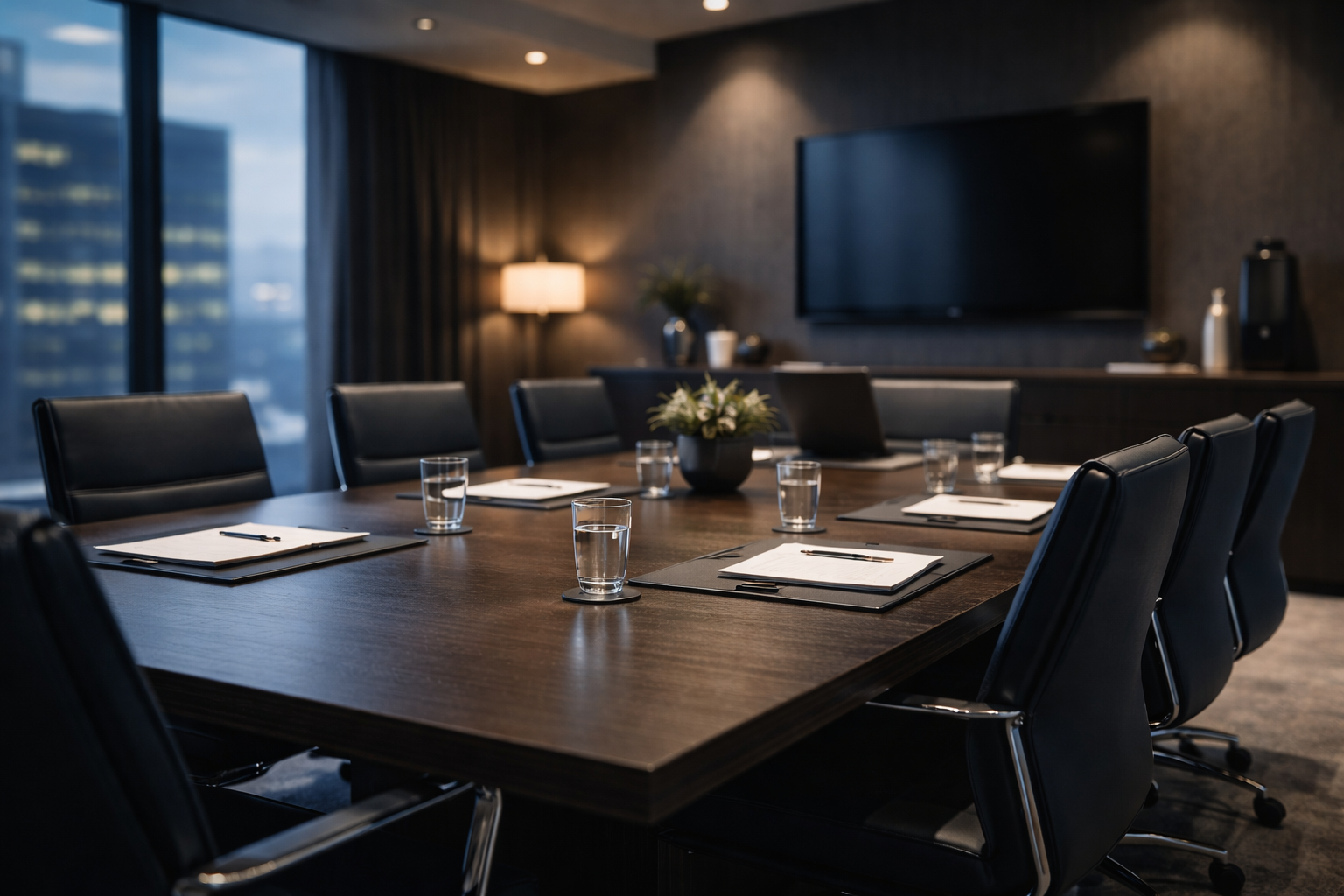 Sala de reunião corporativa moderna representando depoimentos de clientes